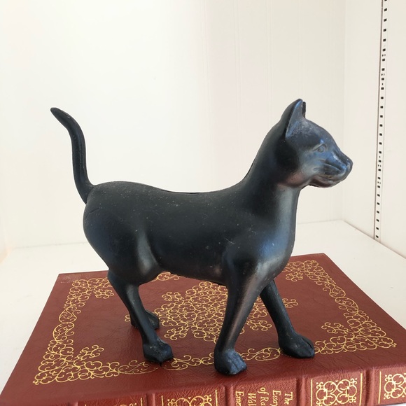 Antique Vintage Cast Iron Black Cat Coin Bank